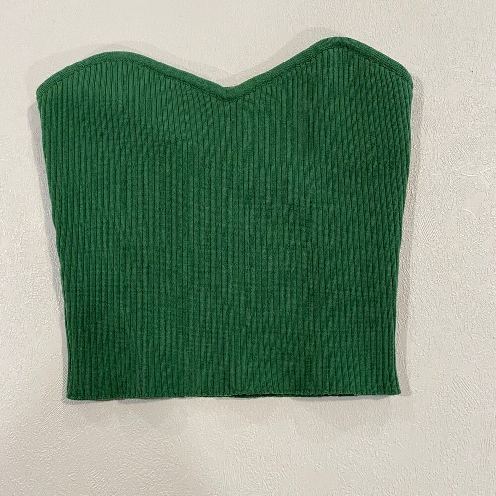Forever 21 Ribbed Strapless Crop Top Women’s Small Green Sweetheart Tube Top